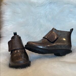 Mini melissa jelly sparkling black boots size 11